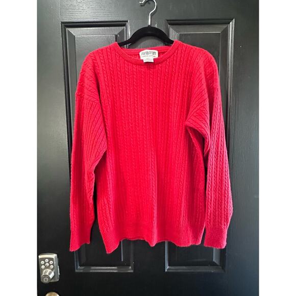 Vintage Nordstrom Red Long Sleeve Cashmere Knit Sweater - Picture 3 of 5